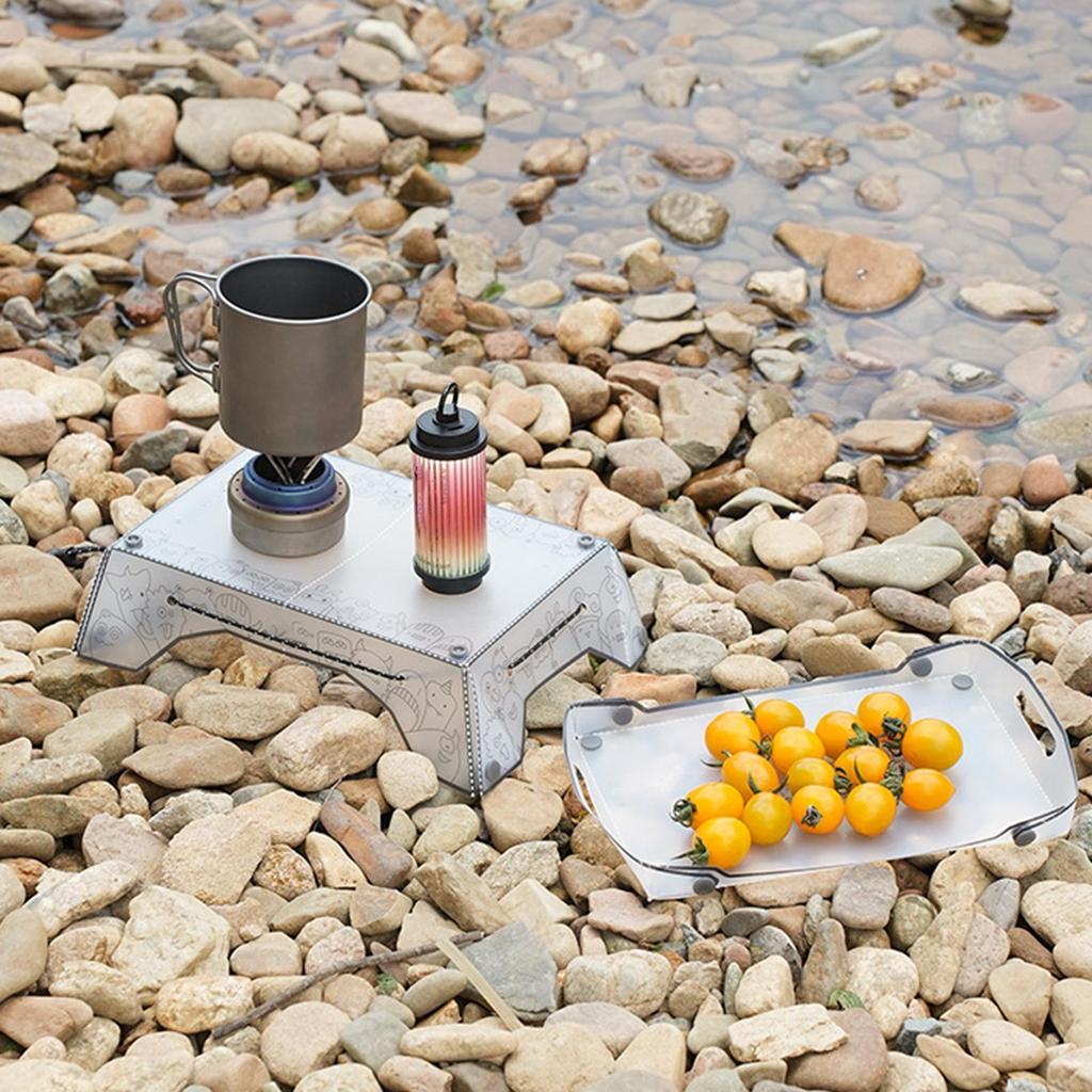 Camping Folding Table Backpacking Cooking Table Portable Camping Tray 2-in-1 for Fishing Beach Outdoor Picnic Furniture