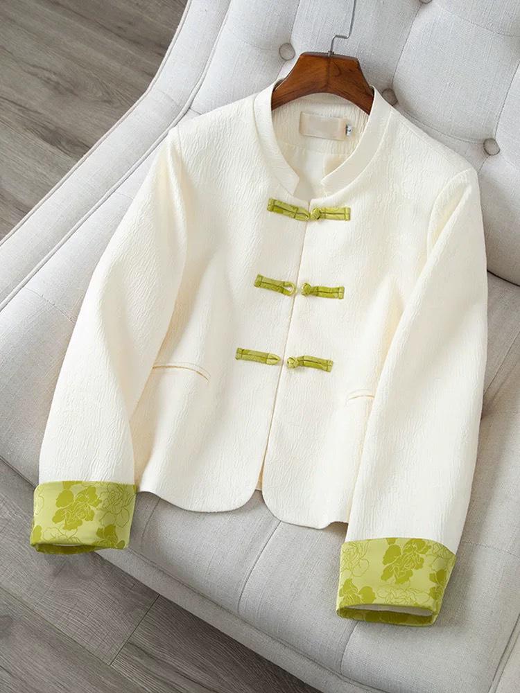 Women s Jacquard Frog Button Coat - 2025 Spring/Autumn Collection Extra Large