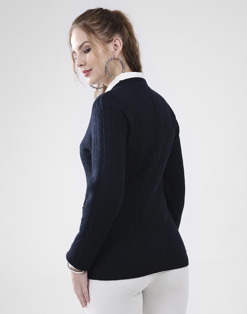 MONTE CARLO Women's V Neck Full Sleeves Cardigan
