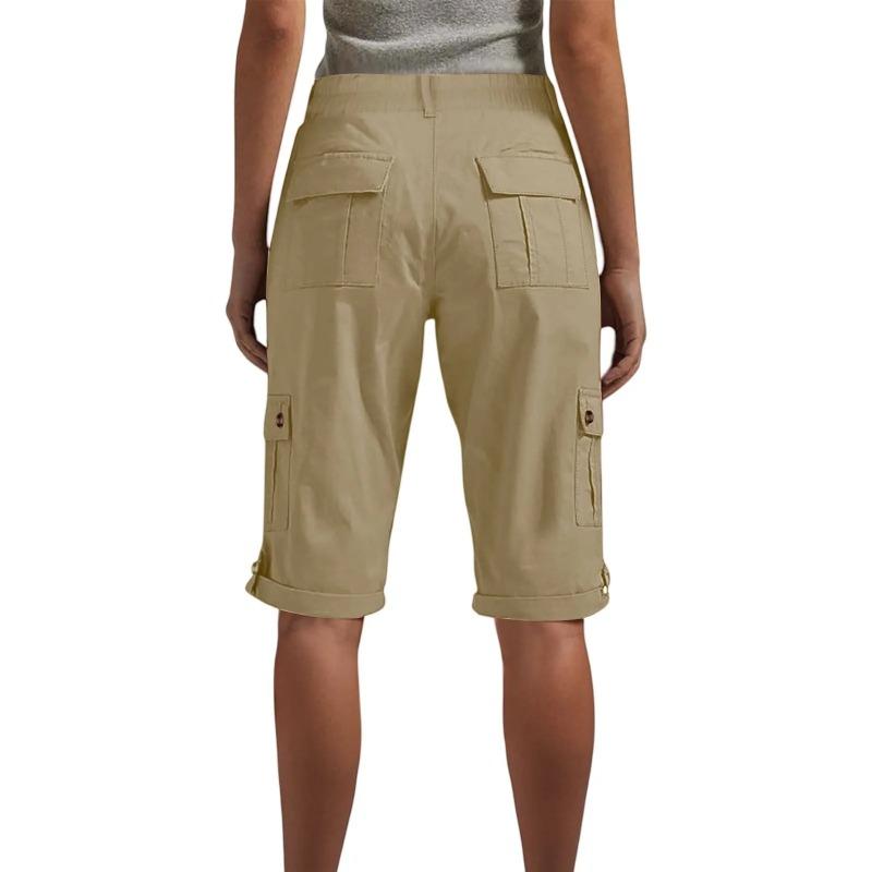 Women's Stylish Cargo Shorts Spring Summer Casual Fashion Solid Color Pocket Overalls Slim Straight Leg Five Quarter Pants