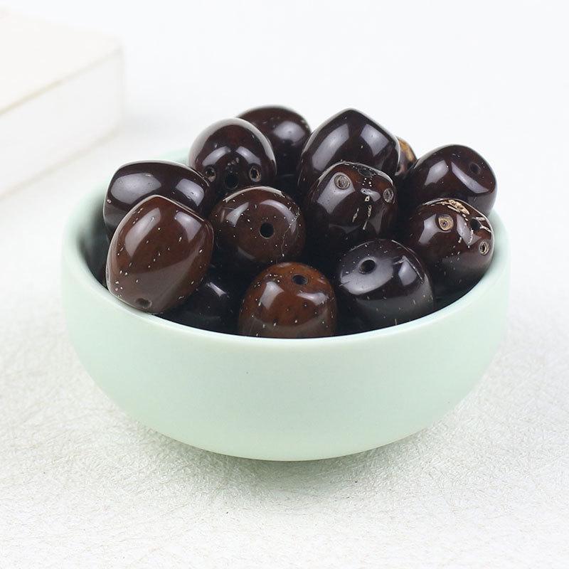 Purple Gold Mouse Bodhi Seed 13MM Loose Beads DIY Bracelet Spacer, Eighteen Pre-drilled Beads.