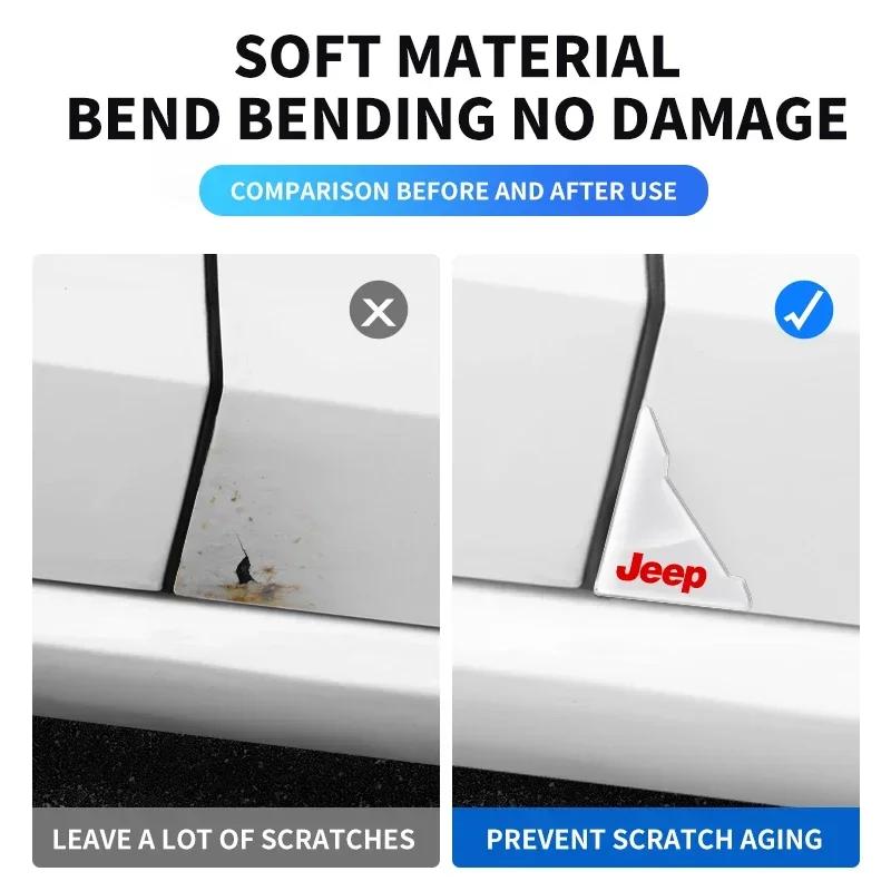 2Pcs Transparent Car Door Corner Cover Anti-Scratch Protection Sticker For Jeep Renegade Wrangler JL JK Gladiator Grand Compass AKU1