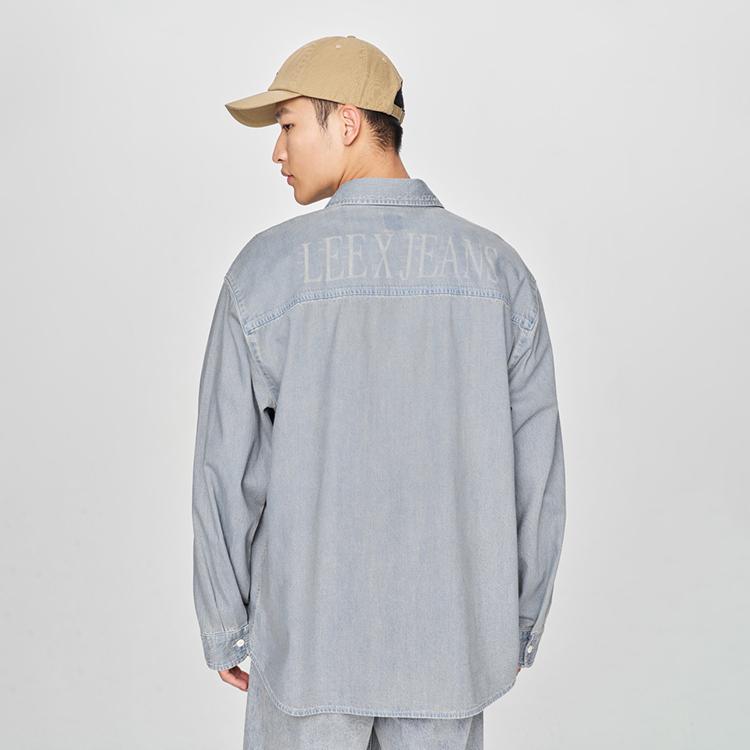 SS25 Loose Fit Vintage Washed Long Sleeve Denim Shirt Unisex Shirts Light-Blue LUT0098326DE00FA08011