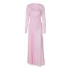 Women's Summer New Product Fashion Temperament Slim Pleated Zipper Crew Neck Long-sleeved Dress