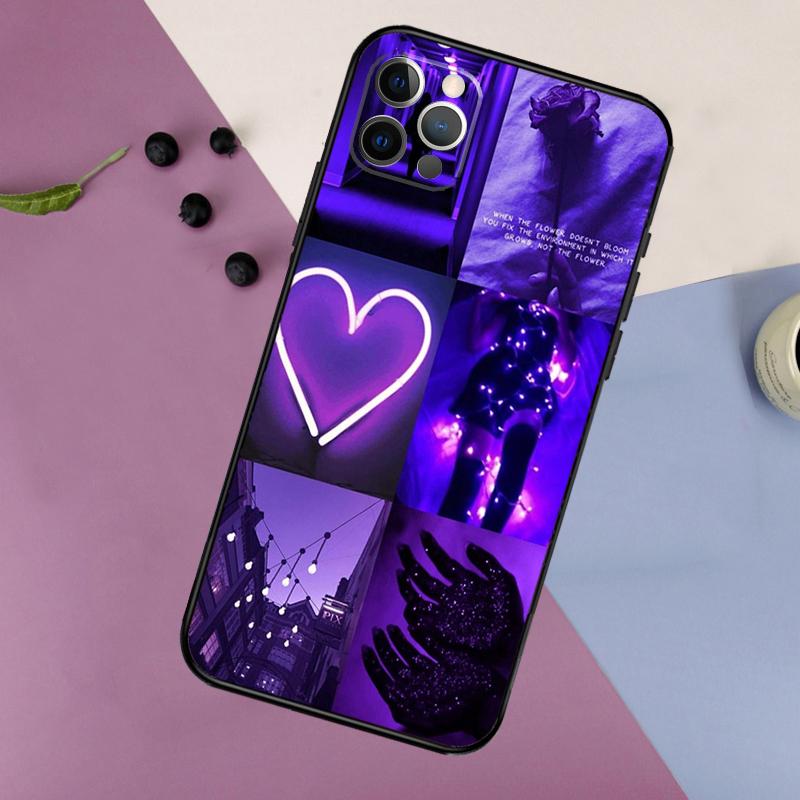 

Purple Aesthetic Phone Case For iPhone 16 15 14 13 11 12 17 Pro Max mini 15 16 Plus 16e 17 Air Bumper Cover iPhone 16 Pro