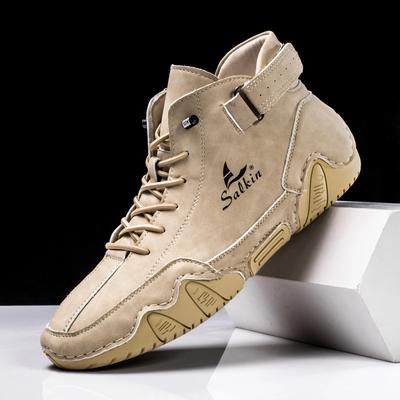 Fashion New 2025 Handmade Leather Men Casual Shoes Design Outdoor Sneakers Man Breathable Leather Shoes Men Ankle Boots