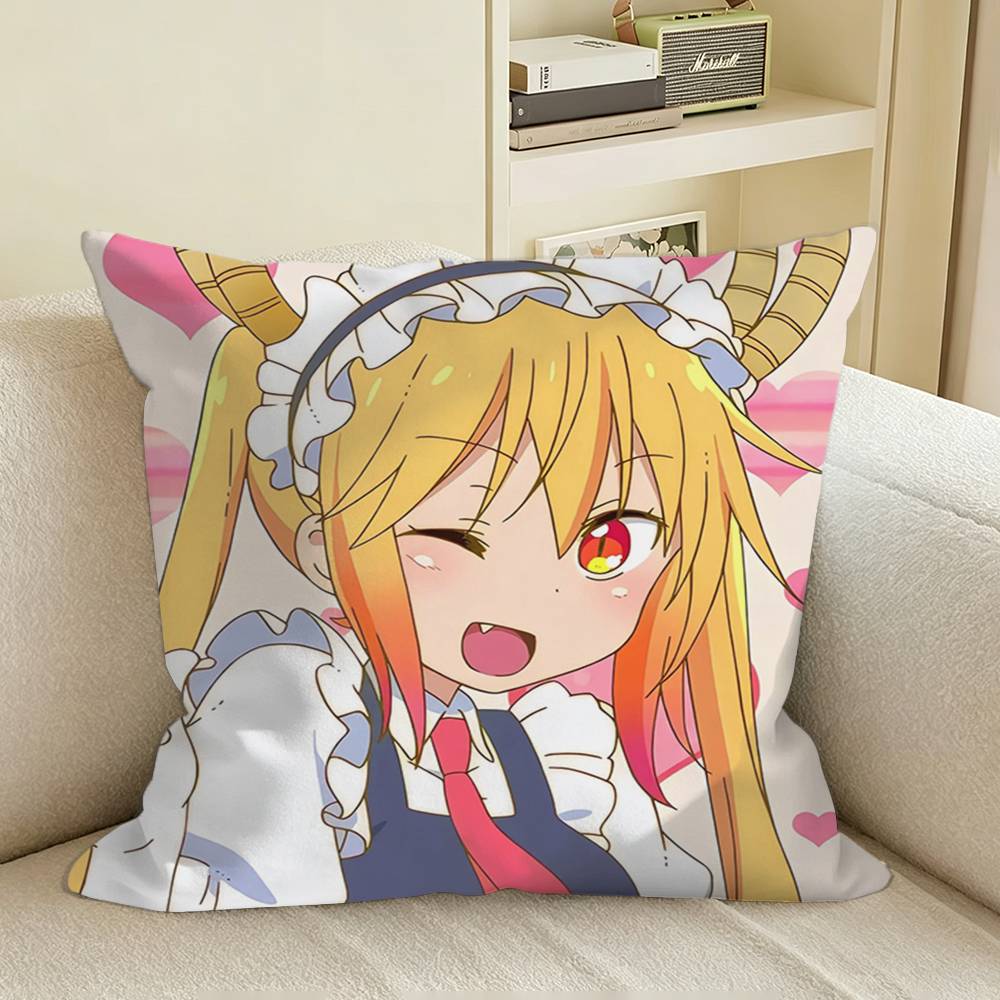 Anime Dragon Maid TTohru Square Sofa Pillow Cover Solid Color Living Room Home Decor Cushion Case