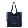 New Casual Denim Bag Women Large Capacity Shoulder Bag Letter Embroidery Denim Tote Bag