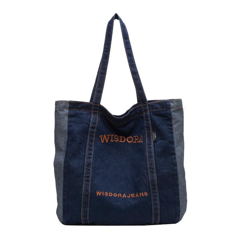 

Женская сумка-тоут в ковбойском стиле 2025 Новая большая вместительная сумка на плечо темно-синий