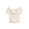 Design Swing Neck Short Sleeve T-Shirt Women's, Summer New Waist Slim Shoulder Top