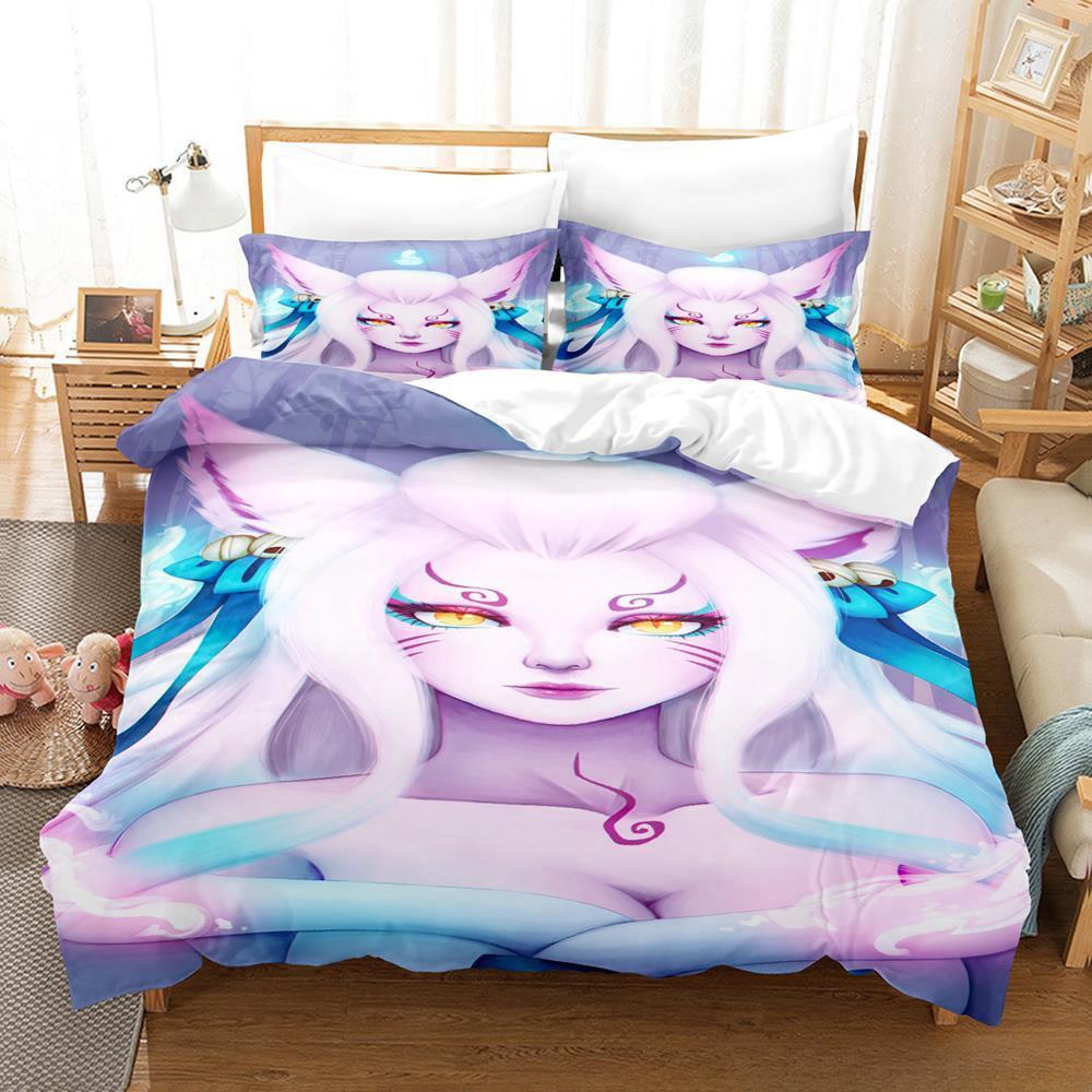 League of Legends Spirit Blossom Ahri Bedding Set Single Twin Full Queen King Size Bed Set Adult Kid Bedroom Duvet Cover Sets