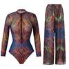 Costume da Bagno Solare Donna Alta Elasticità Ispessito Rete Pantaloni Larghi Costumi da Bagno Europei e Americani Fitness Intero