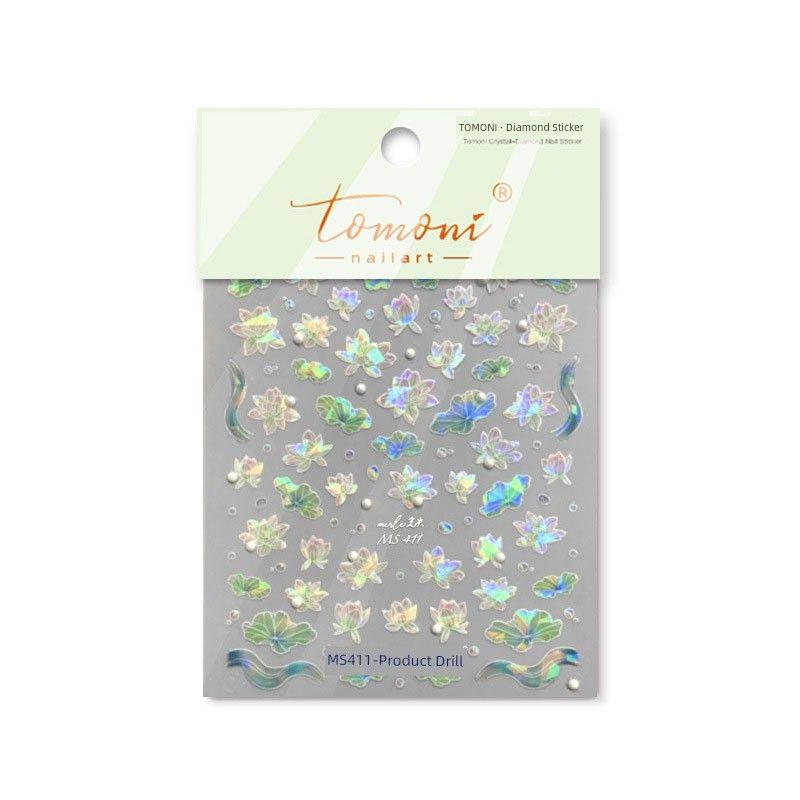 

Bright Crystal Aurora Lotus Nail Sticker Tomoni Embossing Powder Lotus Lily Adhesive Nail Sticker Nail Ornament Aurora Lotus 411