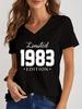Women V Neck Tshirt Limited 19841985 Edition Graphic Tee Shirt Womens Birthday Y2k Top Funny Vintage Women Oversized T Shirt