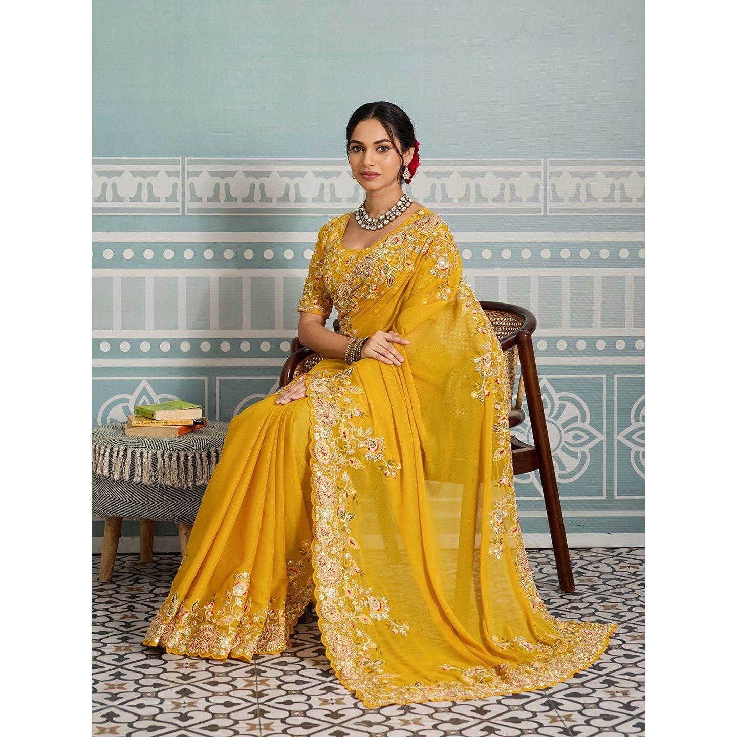 Premium Party Wear Star Georgette Saree