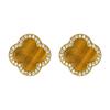Jewelry Set Earrings Necklace Bracelet New Accessories Four Leaf Clover Natural Tiger Eye Stone Light Luxury Women's