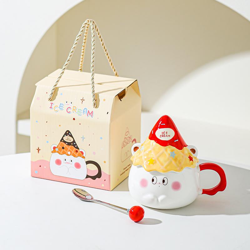 Cartoon Expression Ceramic Mug High Looking Souvenir Gift Water Cup for Best Friend Girl Heart Cup Home Breakfast Cup