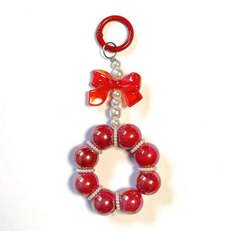 

Korean Bow Pearl Pendant For Iphone Girl Phone Key Chain Jewelry Gifts Charm Hanging Cord Bracelet Lanyard Colorful Bead Chain