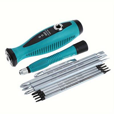 10-teiliges Schlitzschraubendreher-Set, magnetische lange doppelseitige Einsätze, Schraubendreher, professionelles Reparaturwerkzeug, Multifunktions-Handwerkzeug