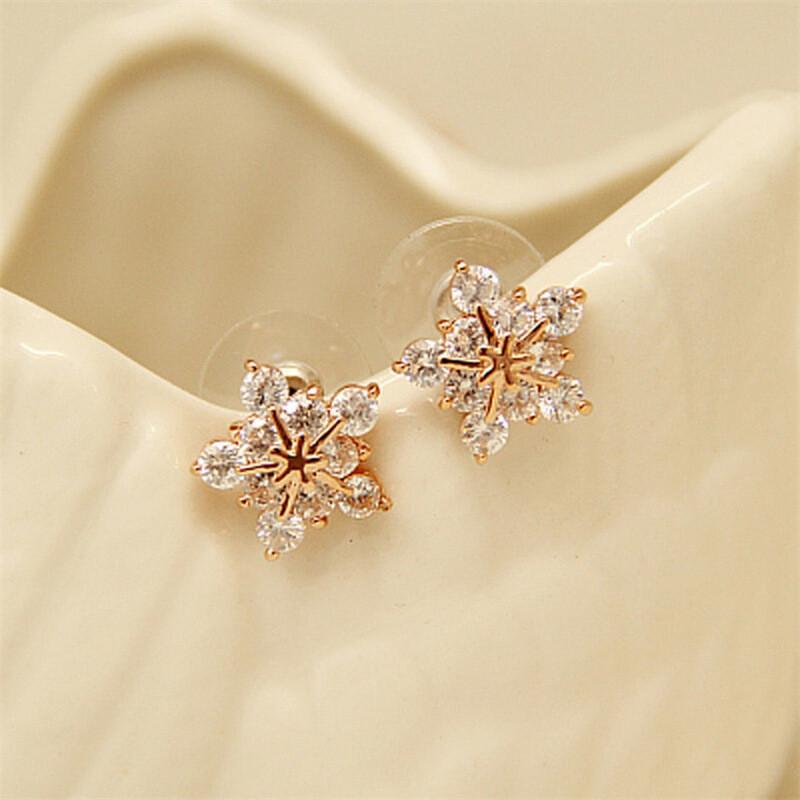 Snowflake Silver Ear Stud For Women Christmas Party Accessory Gift