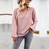 Women Autumn Winter V Neck Solid Color Knit Long Sleeve Top Sweater