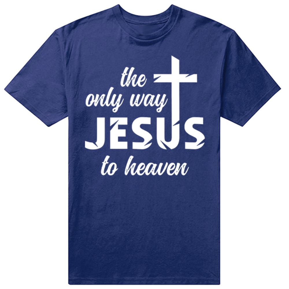 Funny Retro Jesus way to heaven Cotton Tops Fitness TShirt Oversized Unisex Tshirt Graphic Tees Mens Clothing Streetwear