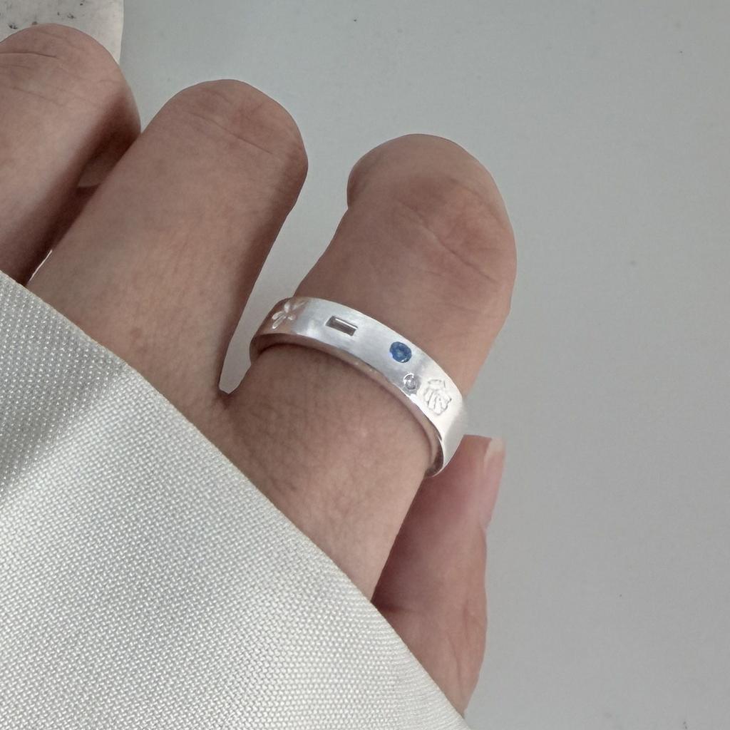 Xiaomi BF CLUB 925 Sterling Silver Ring For Women Jewelry Blue CZ Open Vintage Handmade Ring Allergy For Party Birthday Gift