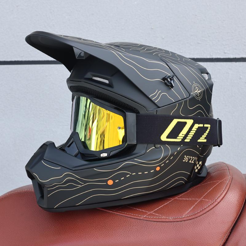 ORZ-903-Unisex All Weather Motocross Helmet with Goggles, Reinforced ABS DOT Standard Ventilated Off Road Safety Helmet
