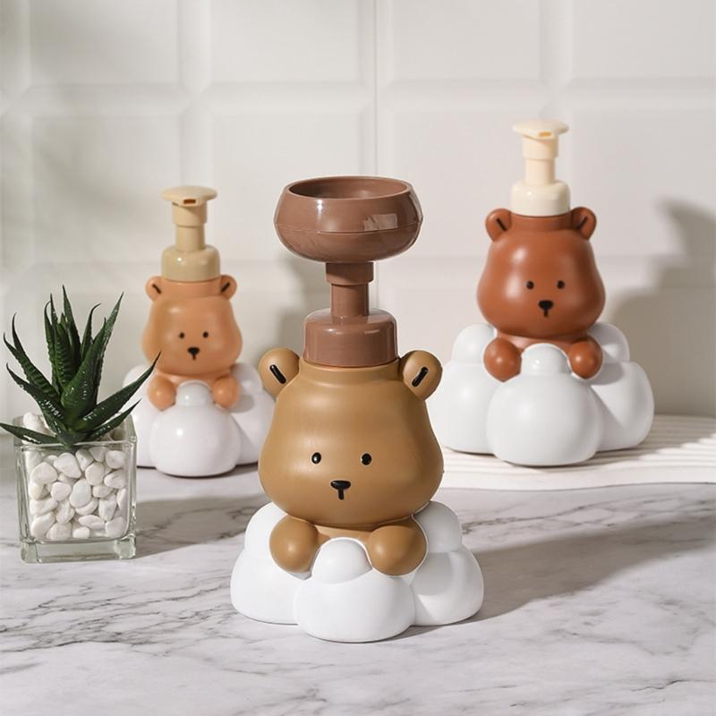 Cartoon Bear Shape Foam Soap Dispenser Foam Dispenser for Bathroom Refillable Hand Sanitizers and Shampoo Pump Bottle