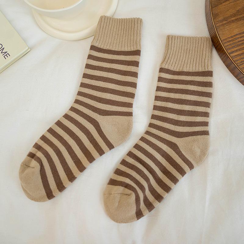 Women's Autumn and Winter Hair Circle and Velvet Warm Stripe Socks