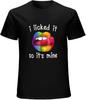 Lesbian Mens It LGBT Rainbow It I Gay Yellow Mens Mine So Lips Licked Pride Short-Sleeve