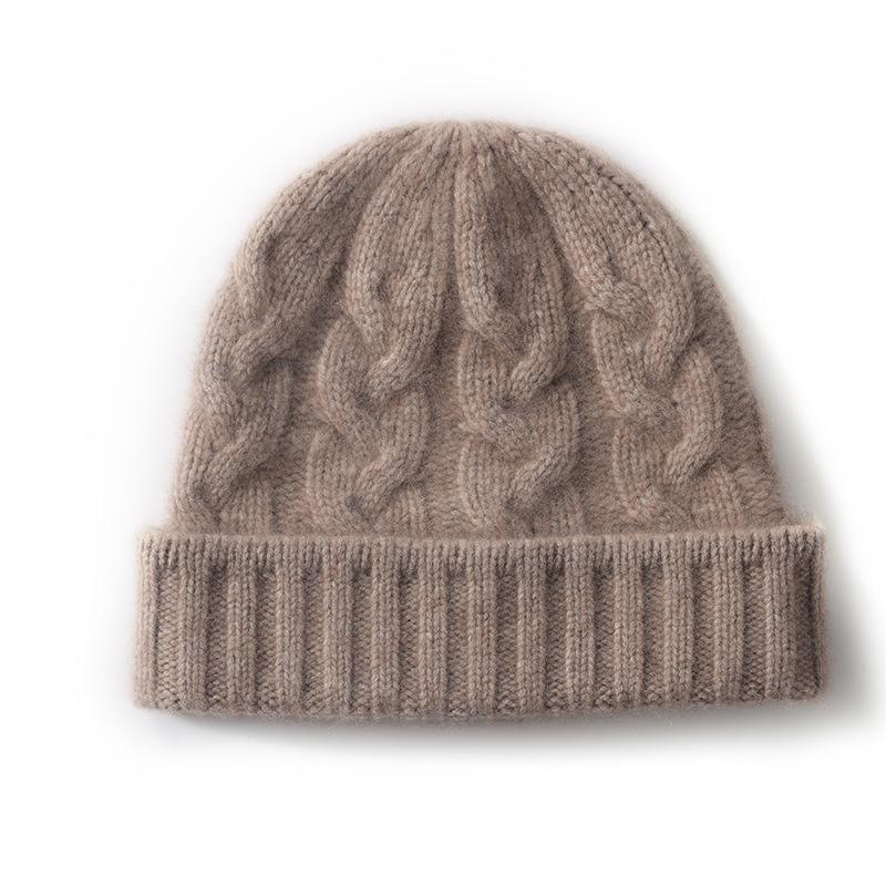 Thickened cashmere hat women's soft waxy knitted wool to keep warm versatile wool hat men's spot