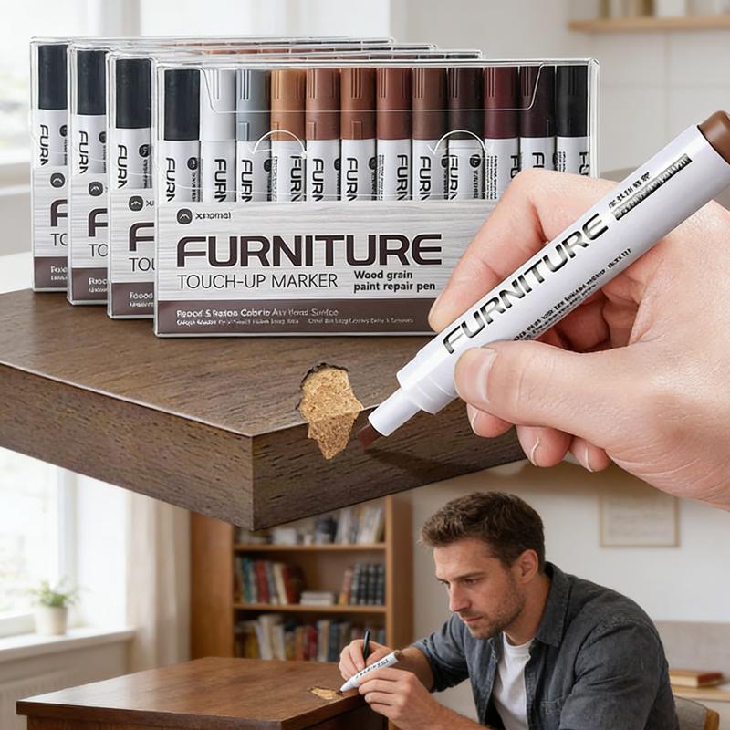 6-12 Stück Möbel Ausbesserungsstifte Holzreparatur Stift Set Kratzerentferner Farbe Wiederherstellen für Holztisch Schrank Wiederherstellungsflicken