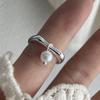 925 Sterling Silber Ringe für Damen Paar Minimalistisch Handgefertigt Einfach Blume Perlenring Feiner Schmuck Geschenk Allergievorbeugend