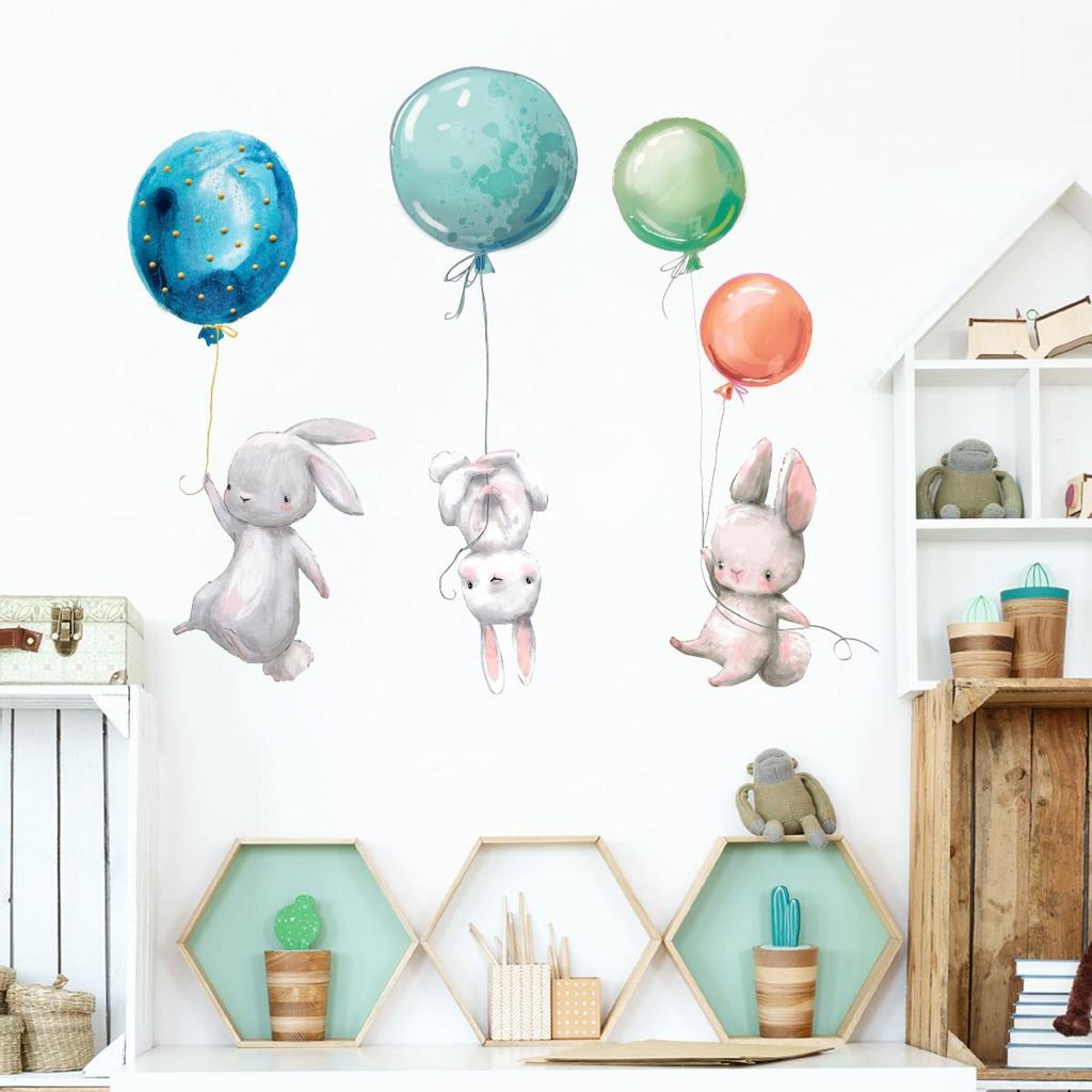 Cute Unicorn Rabbit Wall Stickers Kids Room Nursery Wall Decor Sticker Pretty Girls Flying Elephant Cartoon Decals Home Decor