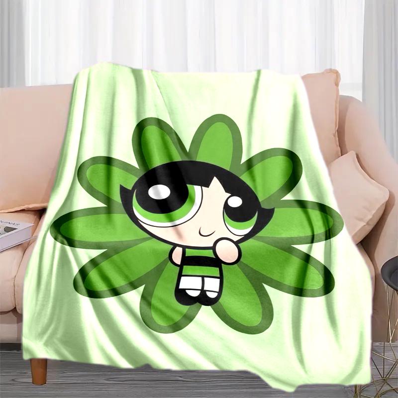 1PC The Powerpuff Girls printed blanket, all season lightweight home office outdoor nap multifunctional blanket A5