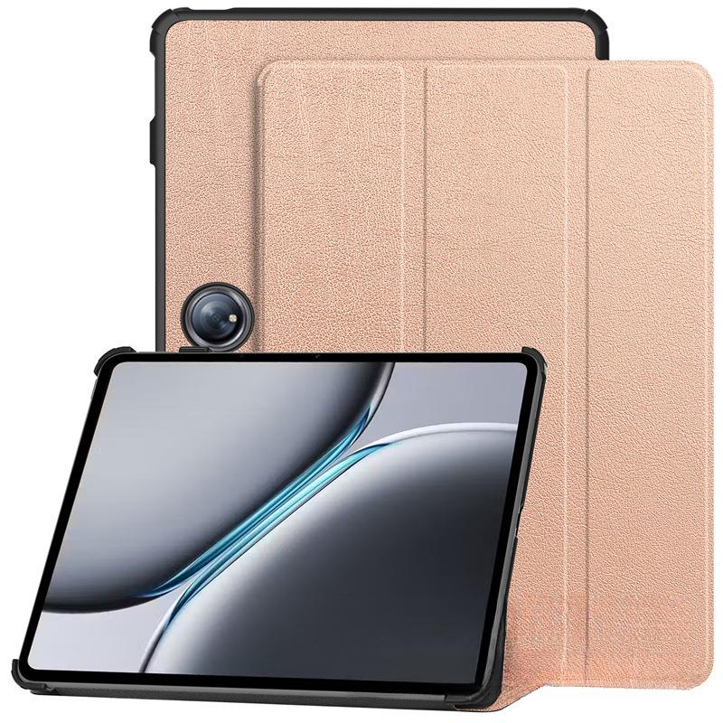 

For OnePlus protective case pad 2 leather case tri-fold full cover 24 back shell 12.1 For OPPO Pad 11in 22 рожевий колір золота