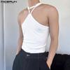 INCERUN Men Halter Neck Sexy Cross Vest Slim Fit Stretch Camisole Tank Tops