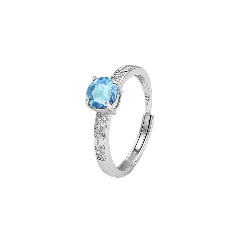 Natural stone s925 sterling silver ring women s light luxury garnet topaz crystal stone open ring adjustable opening