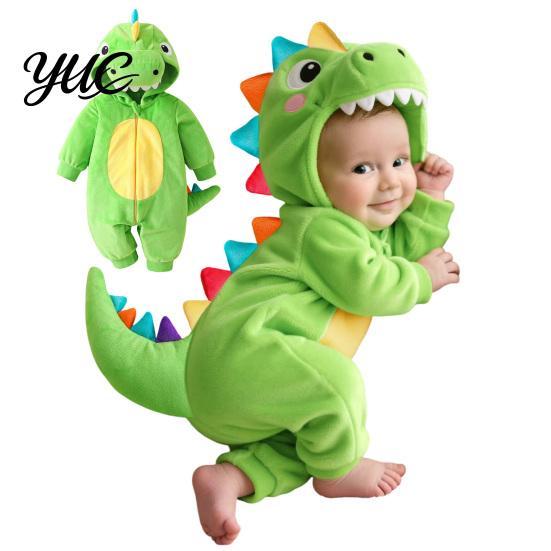 Funny Dragon Onesie Baby Dinosaur Costume, Full Front Zipper Pajamas, Hooded Romper for Boys Animal Jumpsuit Girls, Soft Polar Fleece Outfit Halloween