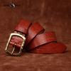 Ice Crack Bronze Buckle Thick Top Layer Cowhide Belt Men's Genuine Leather Fashion Trend Personality Jeans Belt