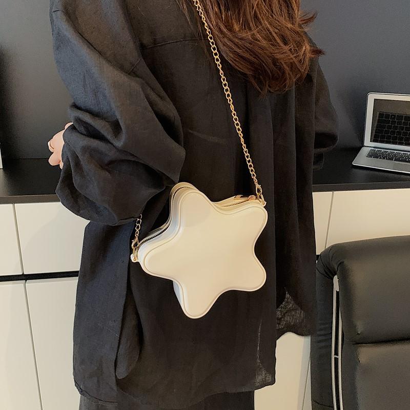 Spring and Summer New Macaroncolored Jelly Bag Textured Chain Shoulder Bag Women's Fashion Versatile Crossbody Pentagon