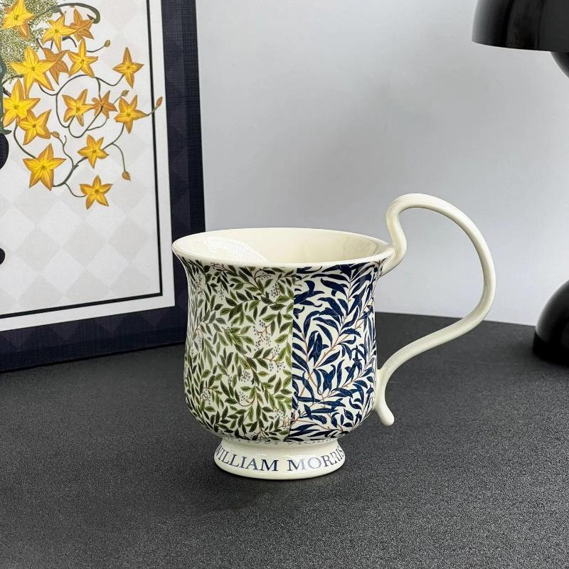 High End Floral Ceramic Mugs Water Bottles Retro Coffee Cups Large Capacity Latte Cups As Souvenirs and Gifts