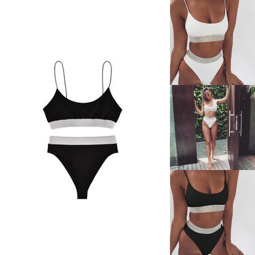 Stunning Sexy Two-piece High Waist Bikini Swimsuit With Sparkling Colorful Sequins