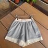 Korean Lace Trim High Waist Sporty Wide-Leg Shorts - Women's Summer Design