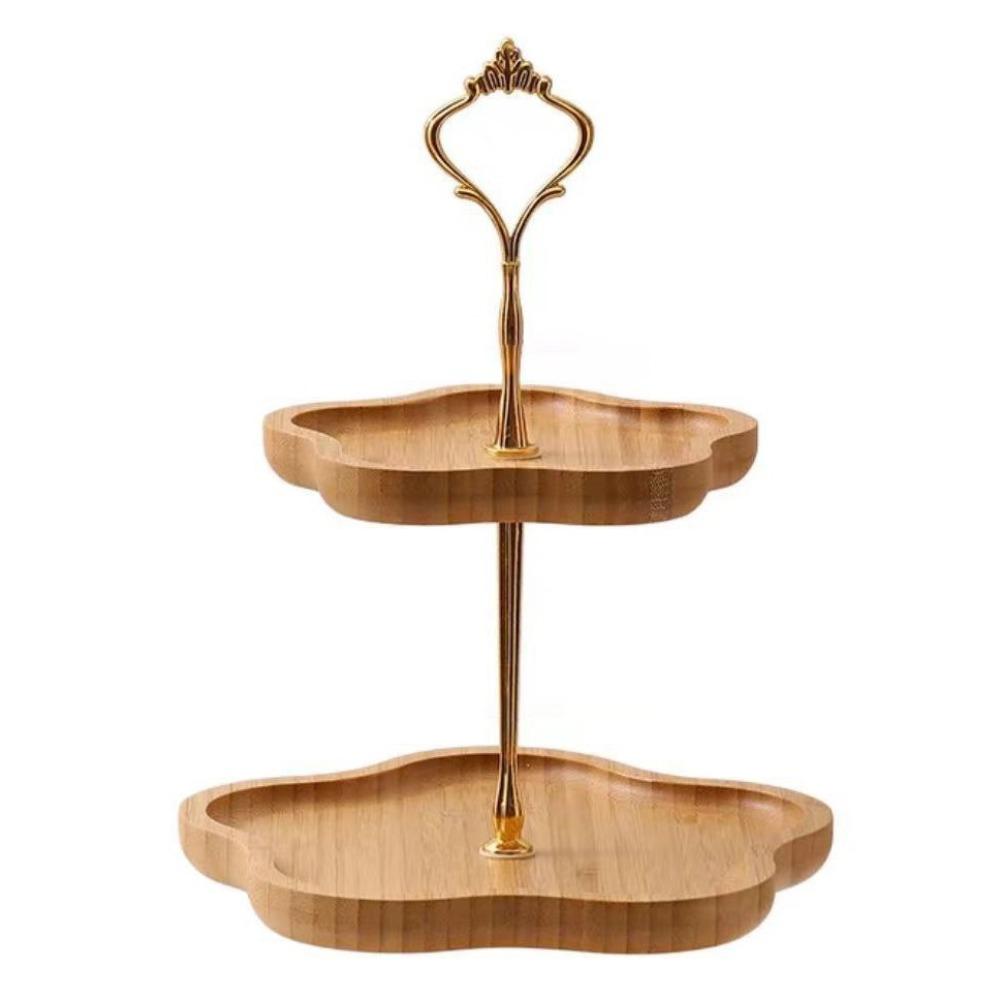 

2/3-ярусная подставка для торта, бамбуковый поднос для конфет и десертов, простая тарелка для хранения закусок, вечеринка Small 2 Layered