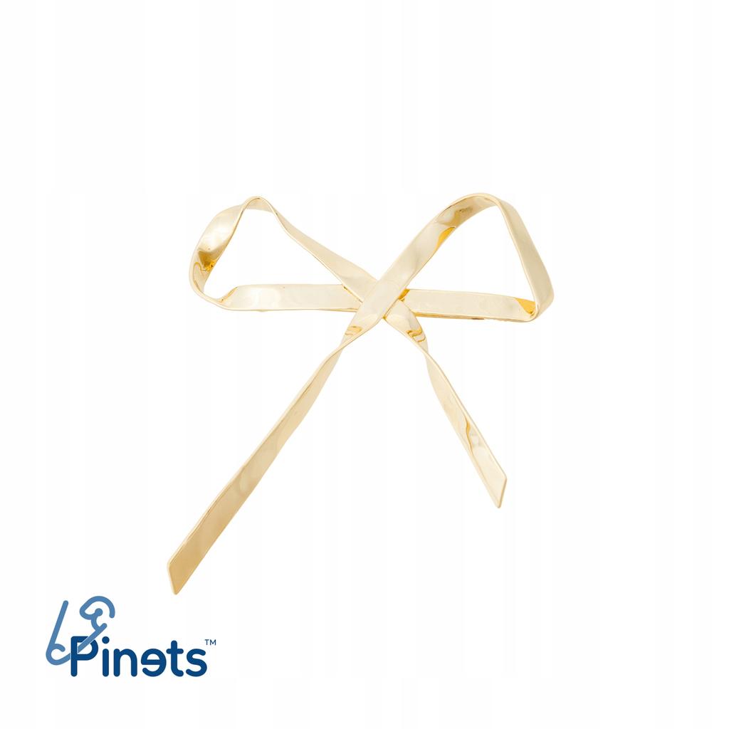 Plated Brooch, Large Bow, Shine, Stylish Pin
