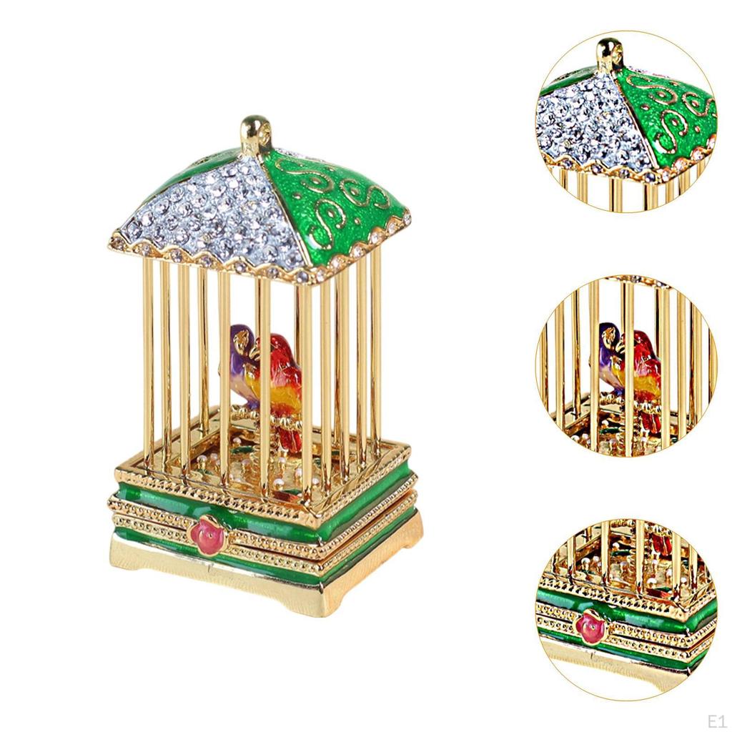 Bird Cage Figurine Jewelry Storage Case Decorative Decor Earrings Organizer Keepsake Box for Ring