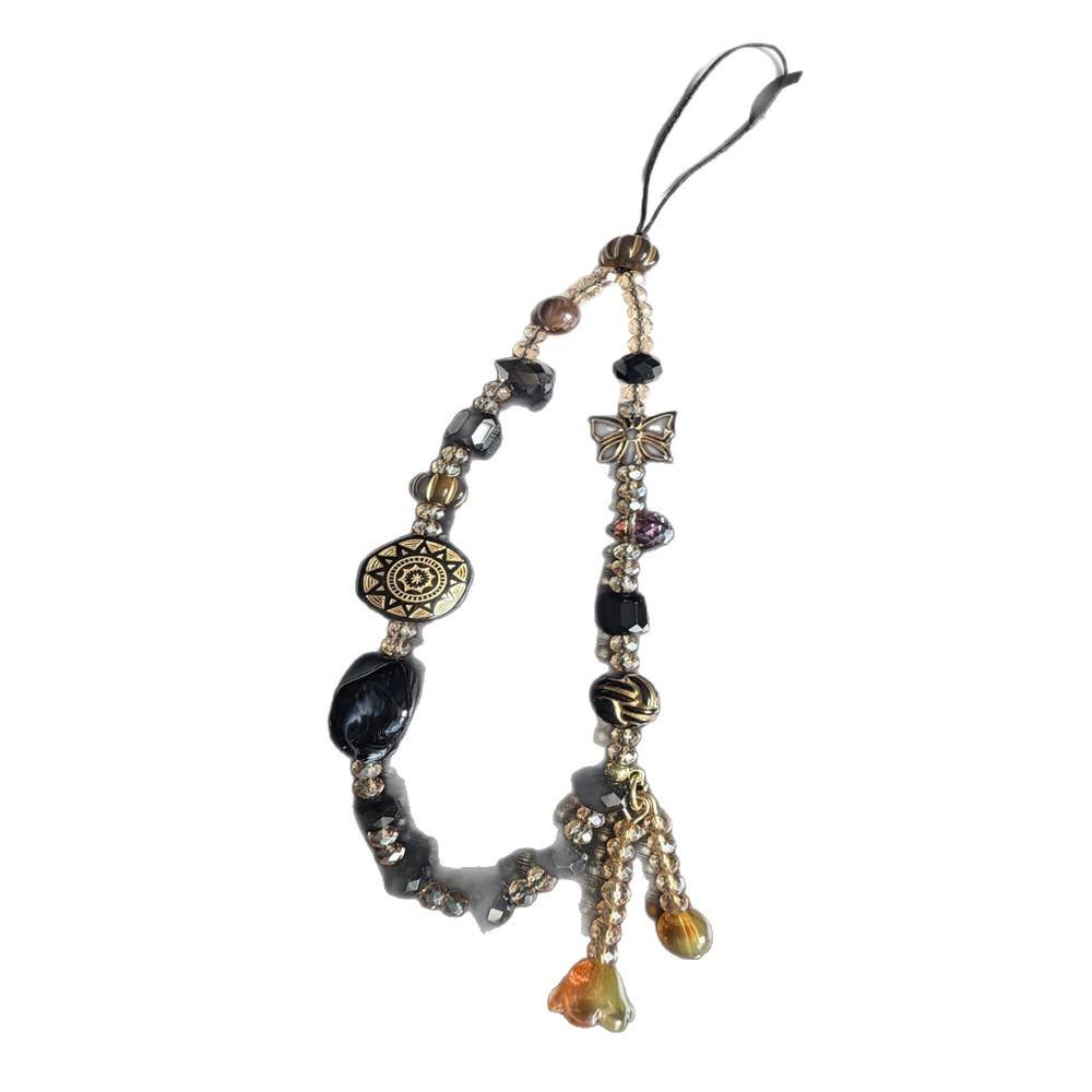 Black Gold Sun Totem Crystal Phone Lanyard With Pvc Cord For Men And Women