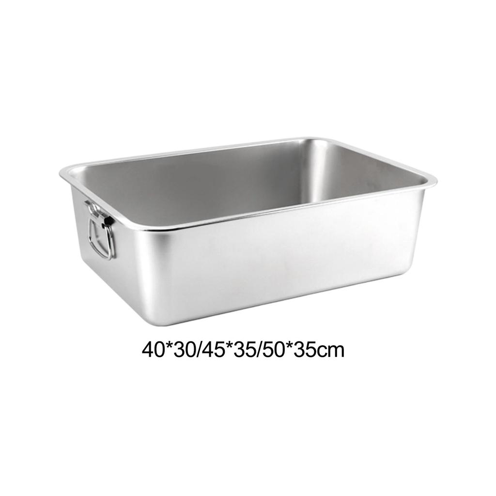 Pet Litter Tray Kitten Toilet Stainless Steel with Handles Cat Litter Box